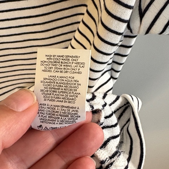 CAbi Women's Black and White Striped French Terry Top - Picture 4 of 6